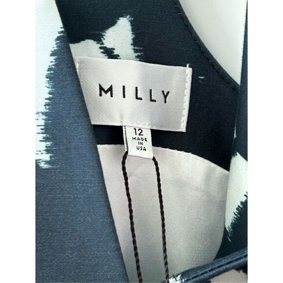 Milly Sleeveless Watercolor Floral Print Racerback Mini Dress Women's Size 12 - Picture 8 of 10